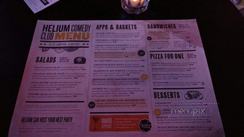Helium Comedy Club - Philadelphia, PA menu_pic