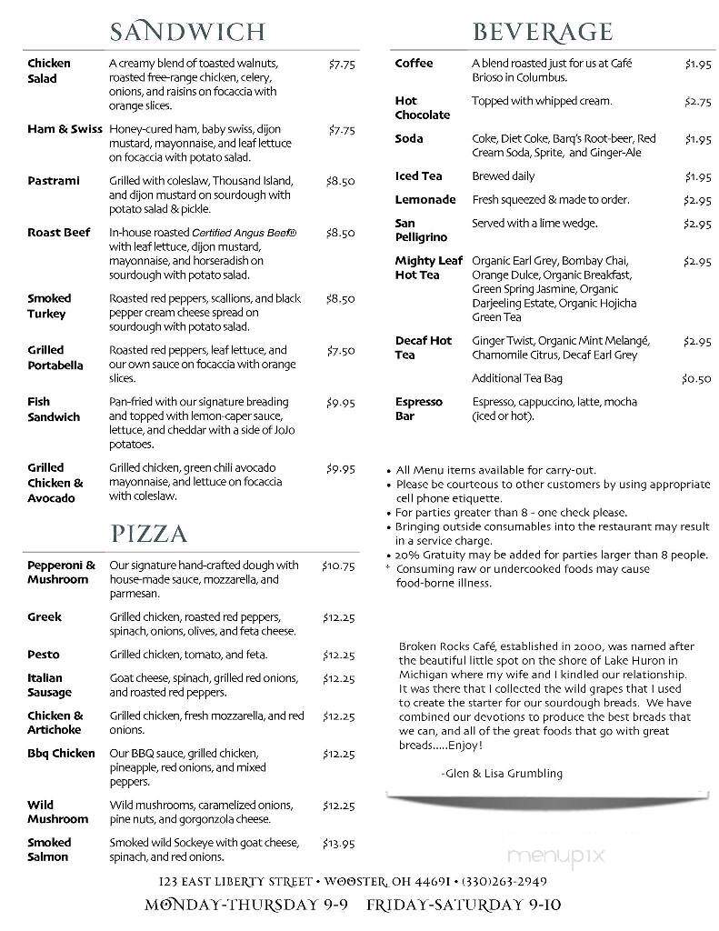 Broken Rocks Cafe & Bakery - Wooster, OH menu_pic