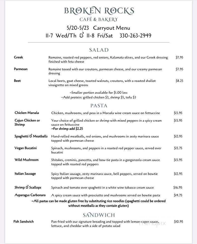 Broken Rocks Cafe & Bakery - Wooster, OH menu_pic