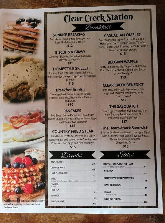 Clear Creek Station - Cascade, ID menu_pic