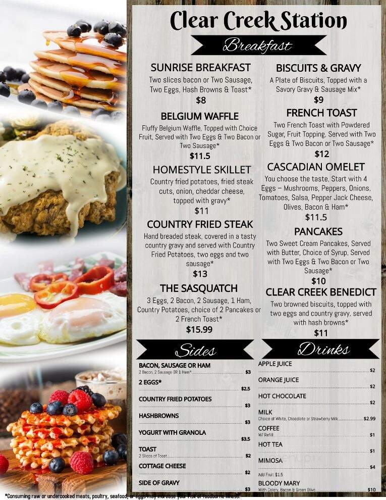 Clear Creek Station - Cascade, ID menu_pic