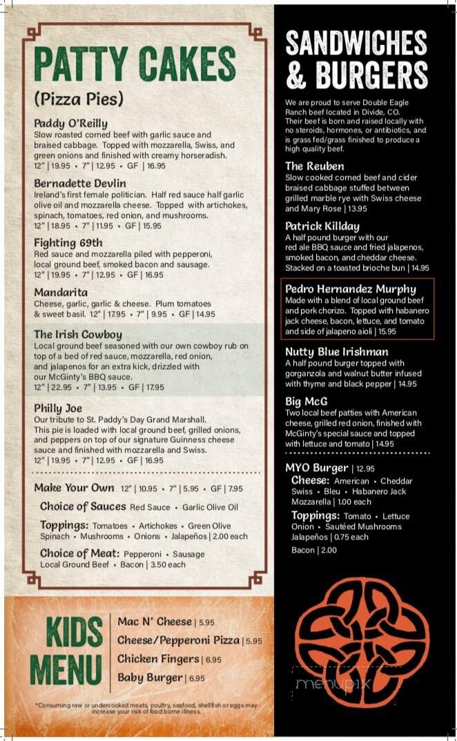 McGinty's Wood Oven Pub - Divide, CO menu_pic