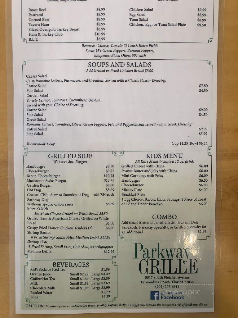 Parkway Grille - Fernandina Beach, FL menu_pic