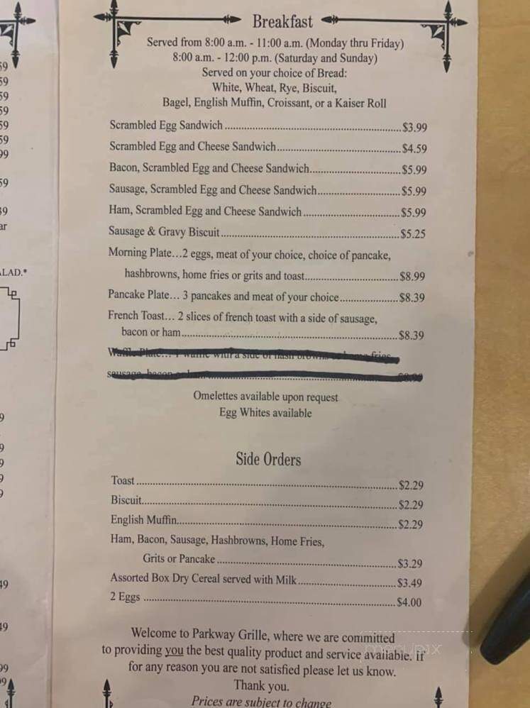 Parkway Grille - Fernandina Beach, FL menu_pic