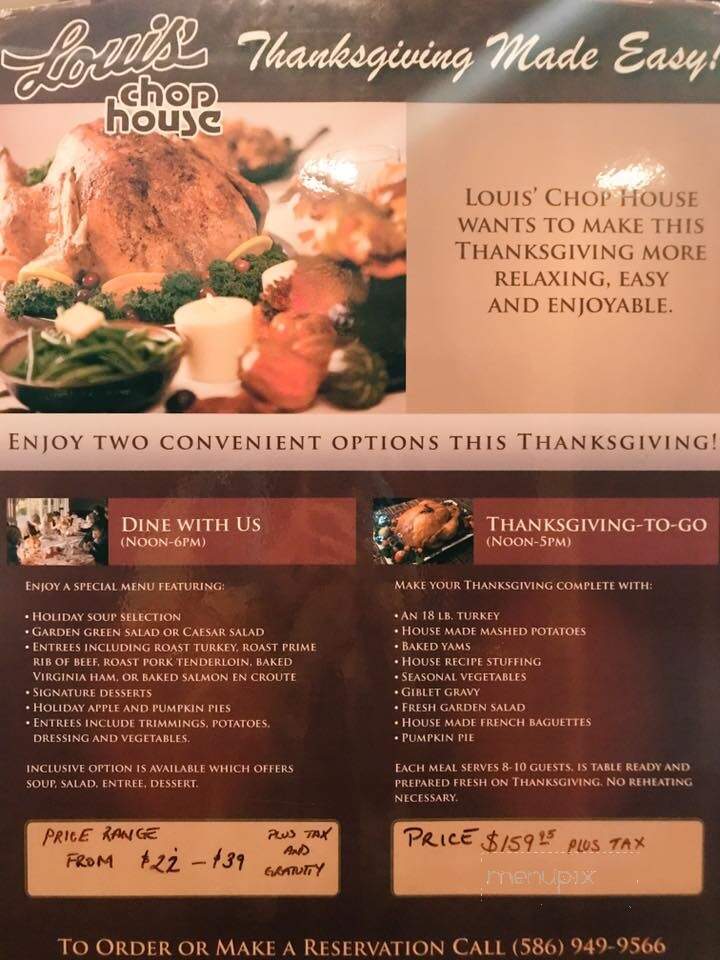 Louis Chop House - Chesterfield, MI menu_pic