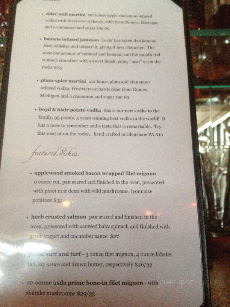 Louis Chop House - Chesterfield, MI menu_pic