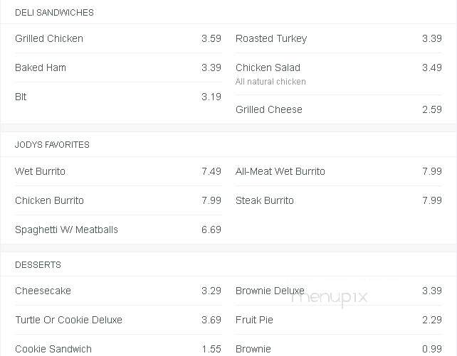 Jody's Restaurant - Rockford, MI menu_pic