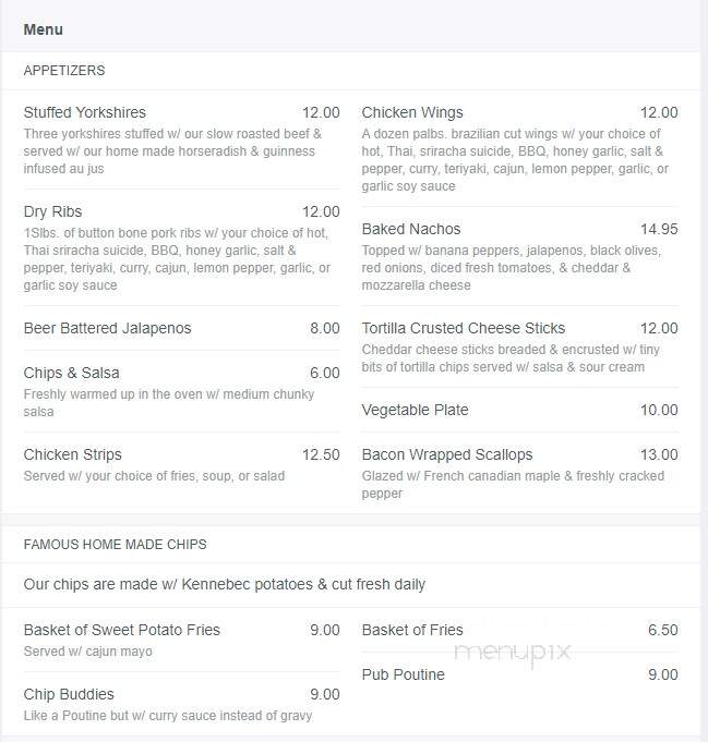 Ducky's Pub & Restaurant - Calgary, AB menu_pic