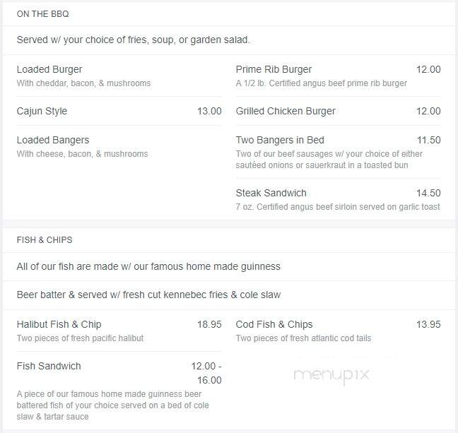 Ducky's Pub & Restaurant - Calgary, AB menu_pic