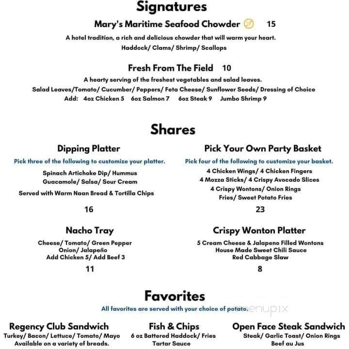 Regency Dining Room - Fredericton, NB menu_pic