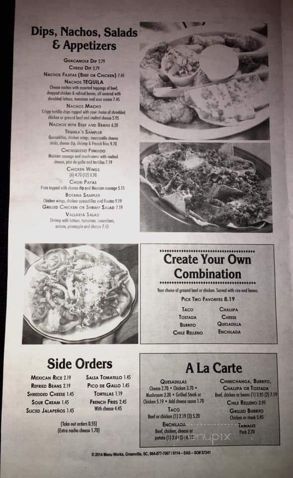Tequila Mexican Restaurant - Chester, IL menu_pic