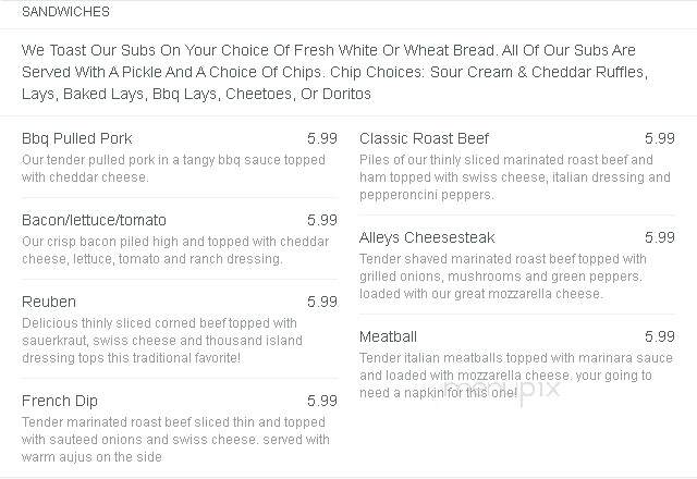 Alley's Pizza - Nevada, IA menu_pic
