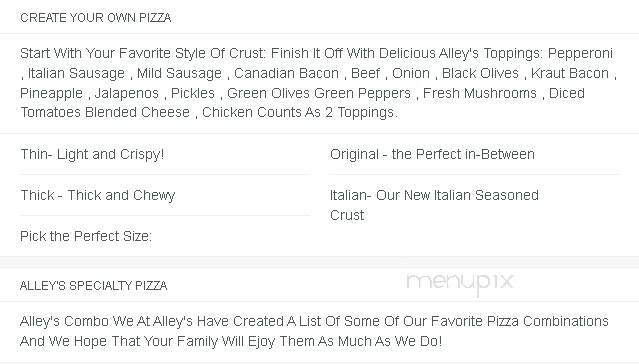 Alley's Pizza - Nevada, IA menu_pic