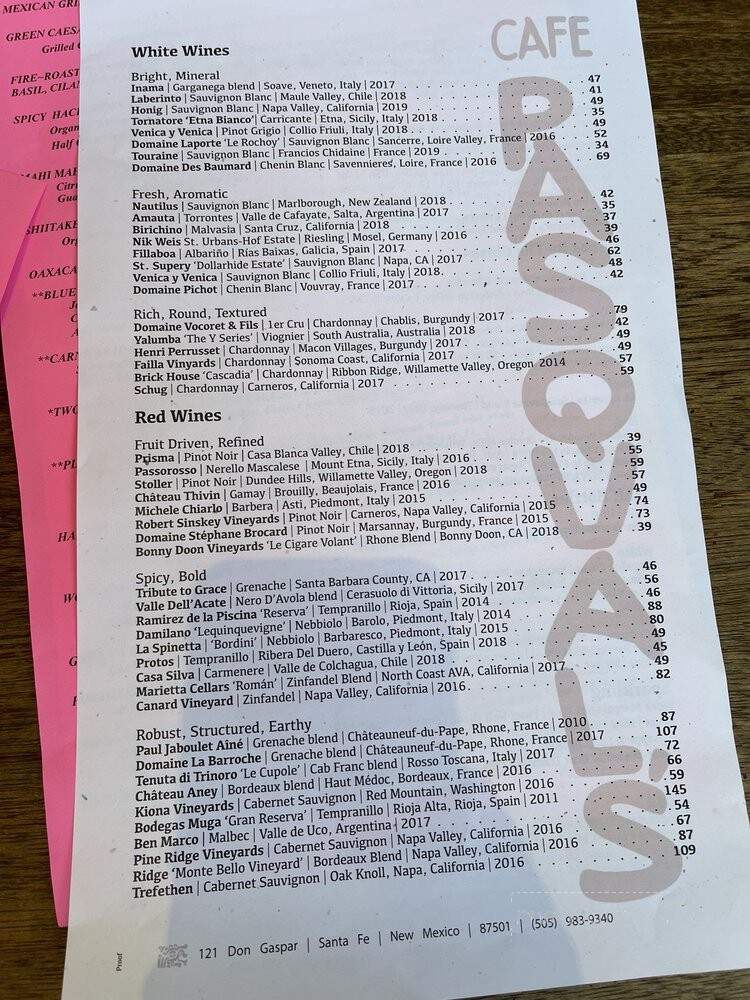 Cafe Pasqual's - Santa Fe, NM menu_pic