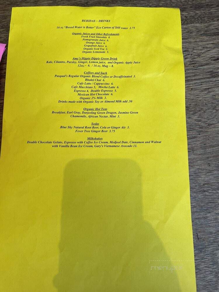 Cafe Pasqual's - Santa Fe, NM menu_pic