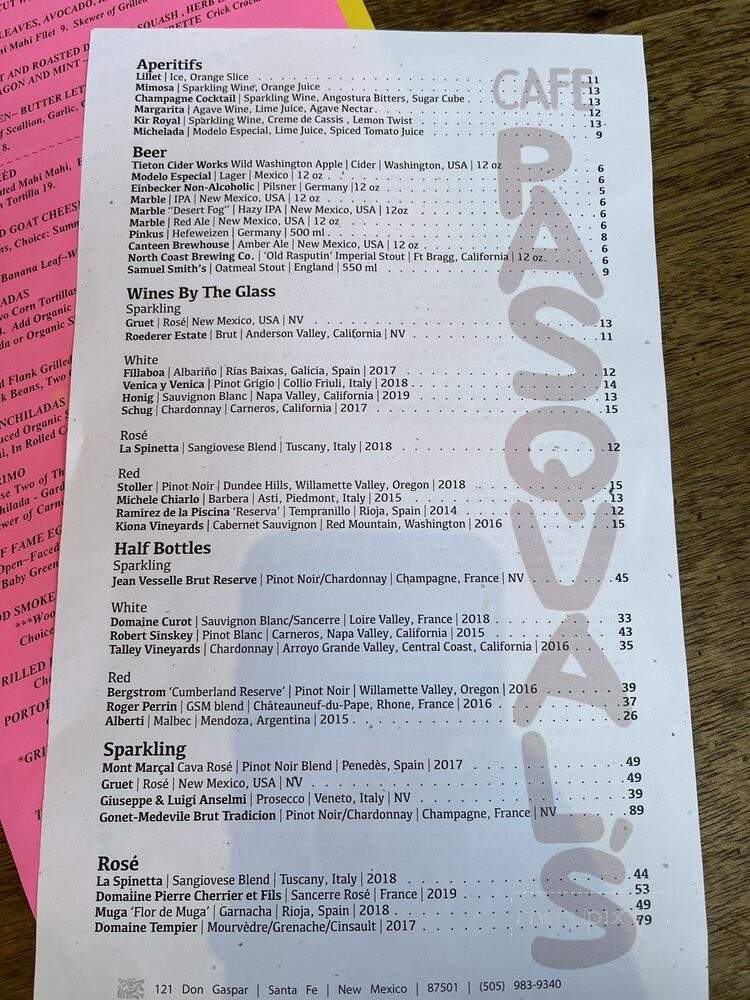Cafe Pasqual's - Santa Fe, NM menu_pic