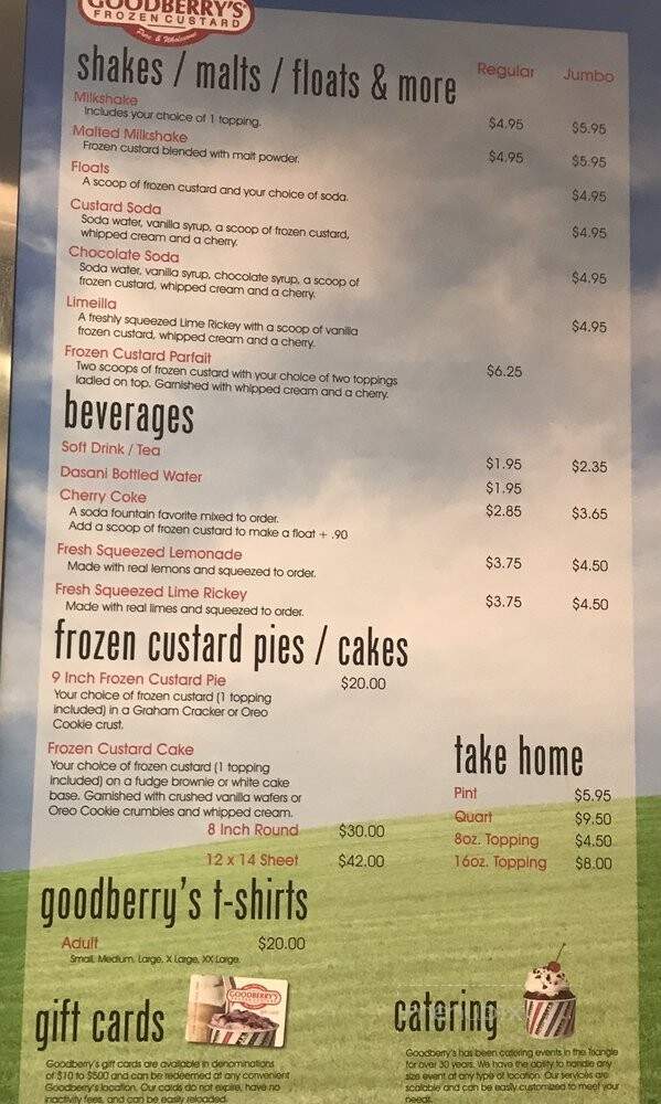 Goodberry's Frozen Custard - Raleigh, NC menu_pic