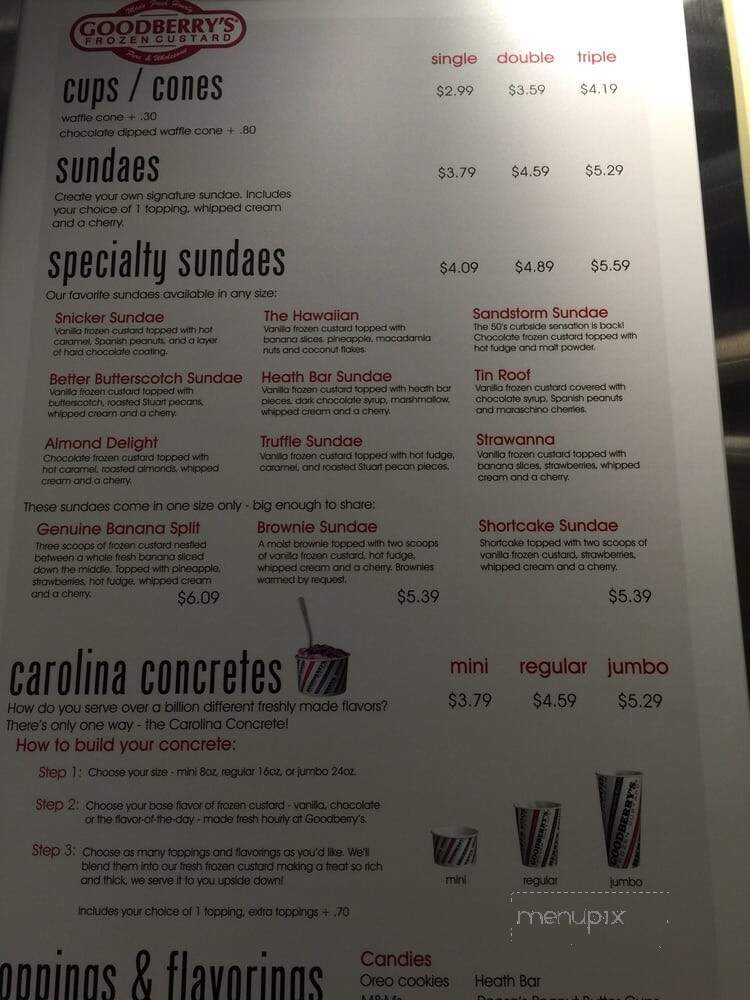 Goodberry's Frozen Custard - Raleigh, NC menu_pic