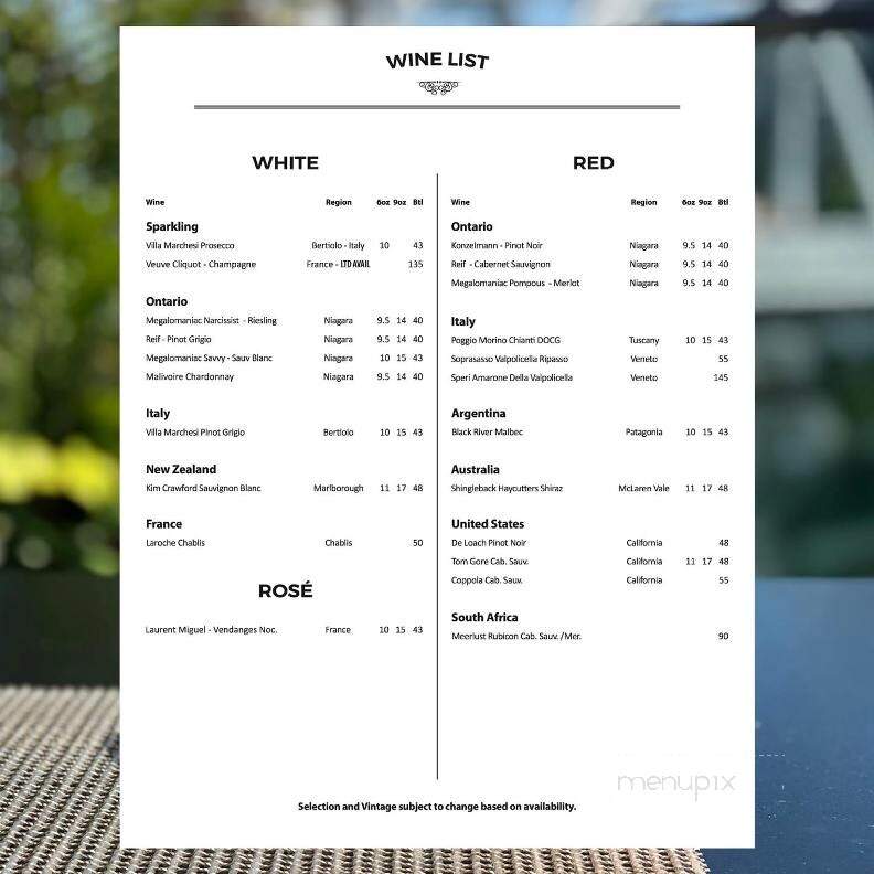 Taris On the Water - Welland, ON menu_pic