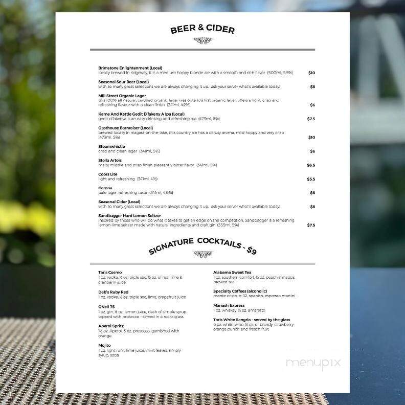 Taris On the Water - Welland, ON menu_pic