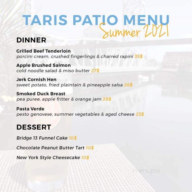 Taris On the Water - Welland, ON menu_pic