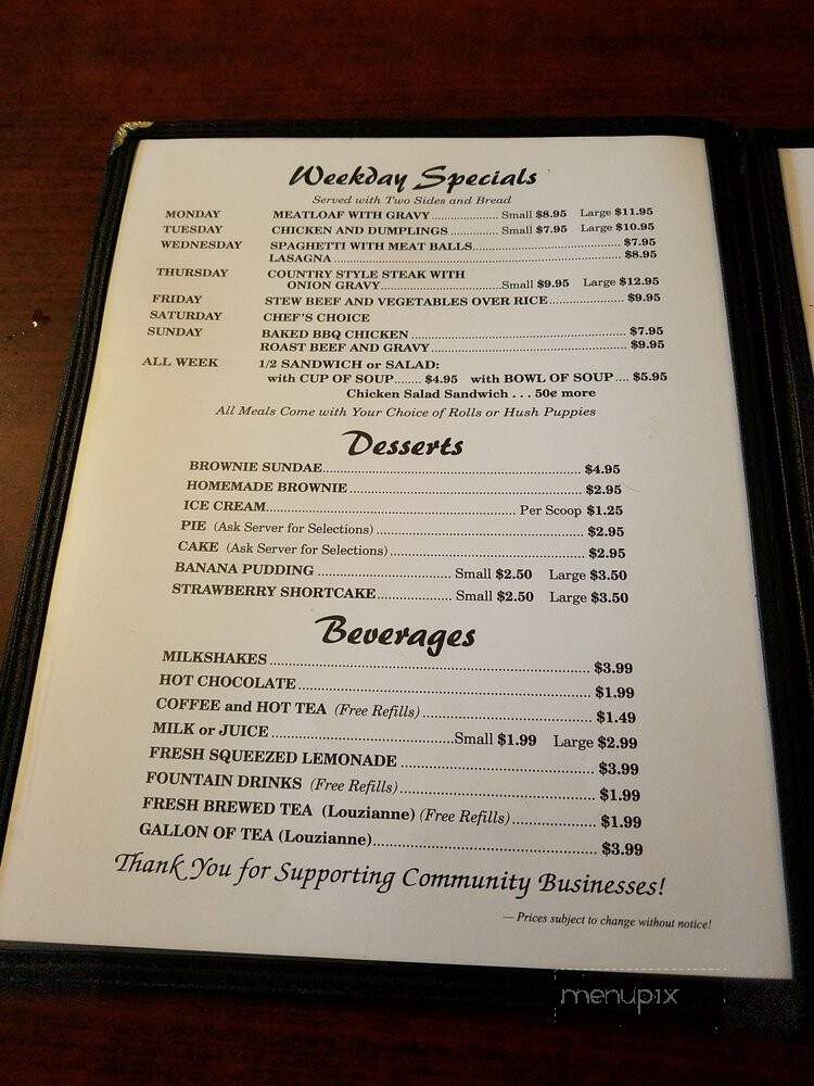 Old South - Creedmoor, NC menu_pic