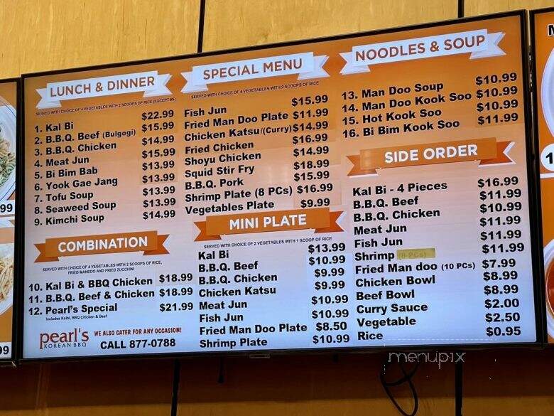 Pearl's Korean BBQ - Kahului, HI menu_pic