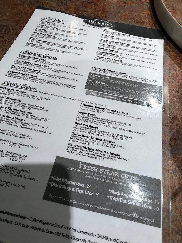 Marzoni's Brick Oven and Brewing - Mechanicsburg, PA menu_pic