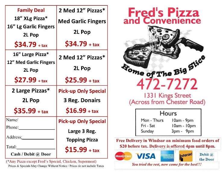Fred's Pizza - Windsor, NS