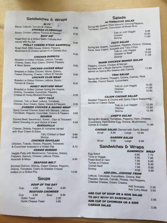 Cathy's Corner Cafe - Sooke, BC menu_pic