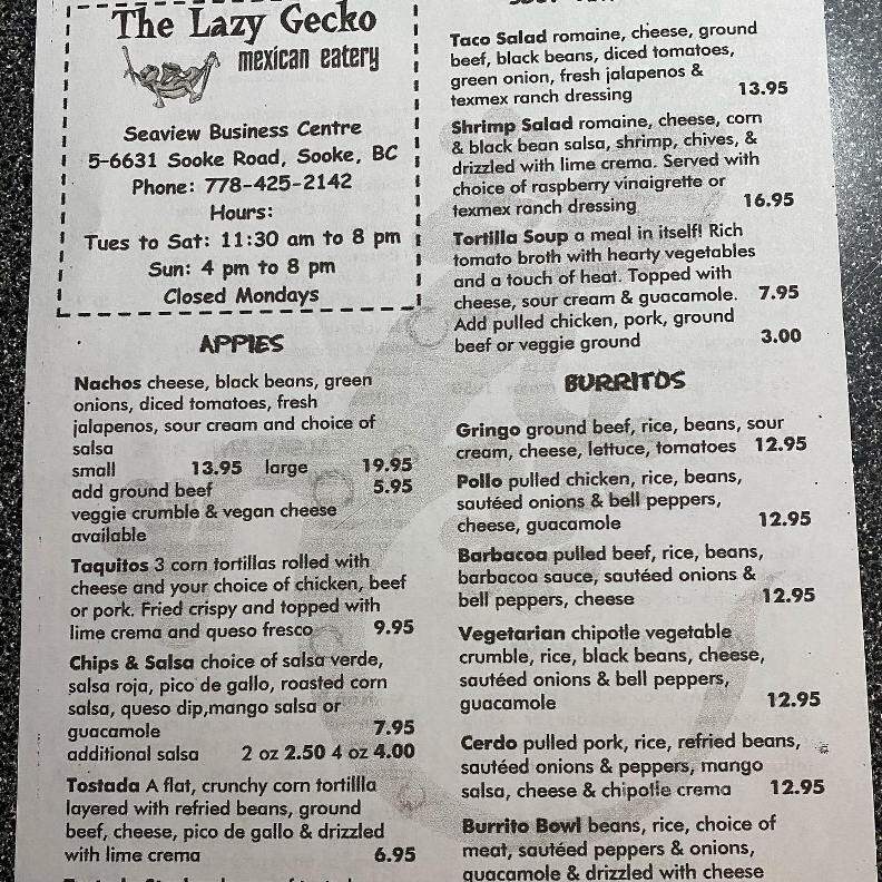 Cathy's Corner Cafe - Sooke, BC menu_pic