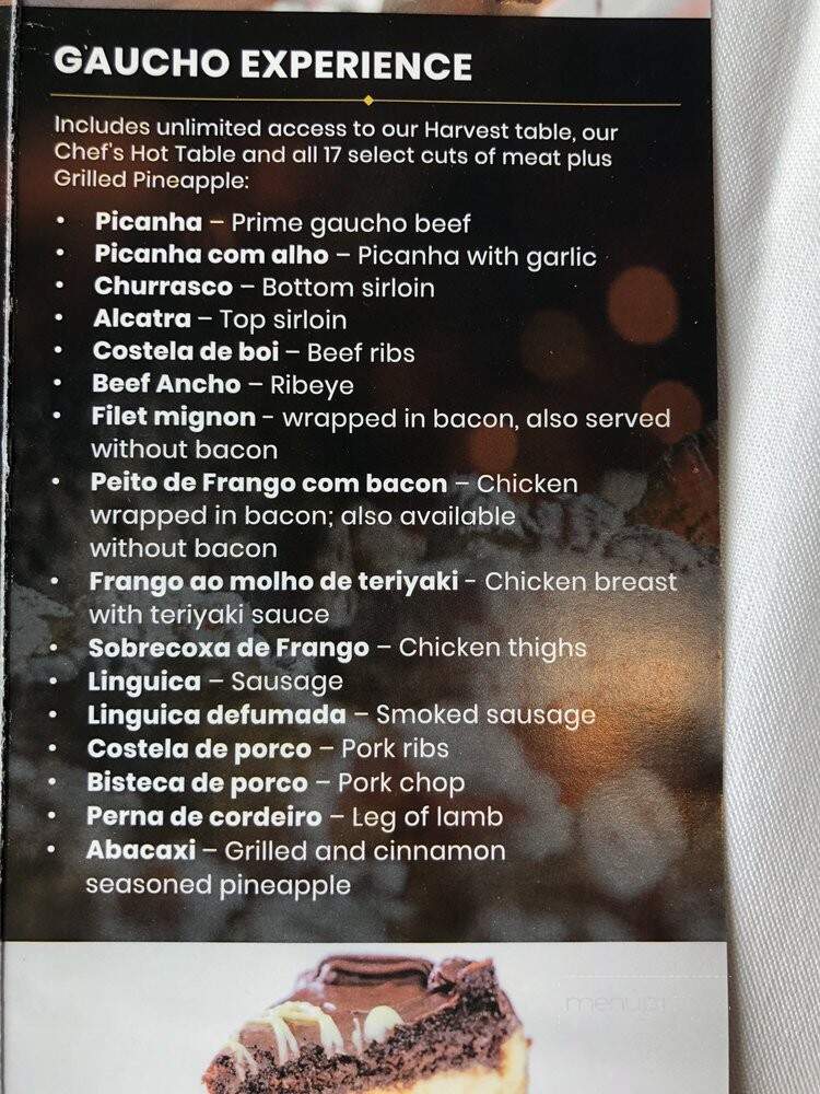 Gaucho Urbano Brazilian Steakhouse - Pigeon Forge, TN menu_pic