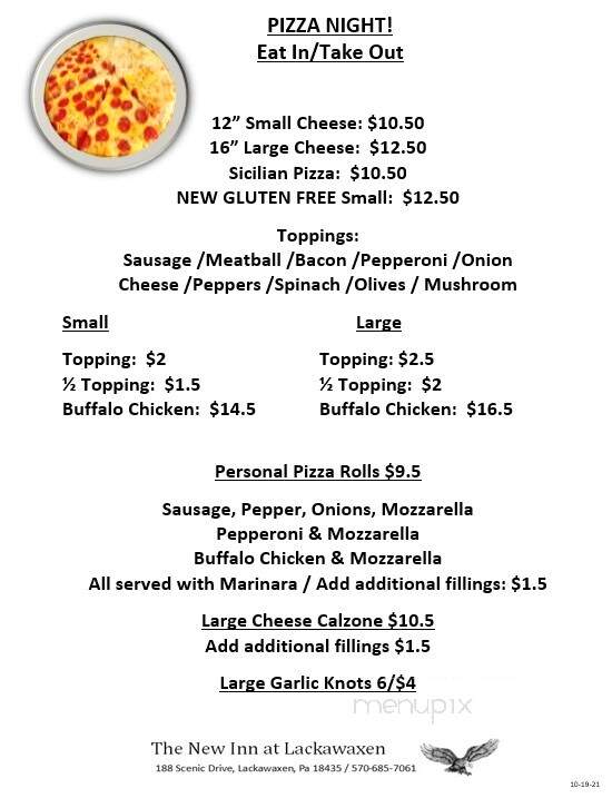 The New Inn at Lackawaxen - Lackawaxen, PA menu_pic