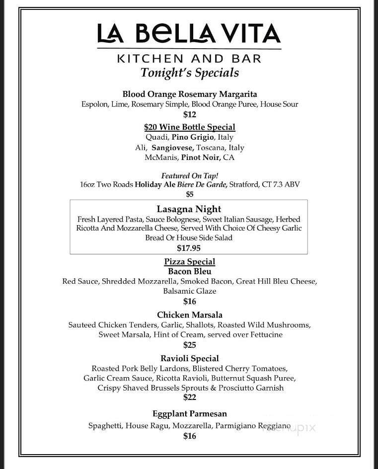 La Bella Vita Restaurant & Bar - Orleans, MA menu_pic