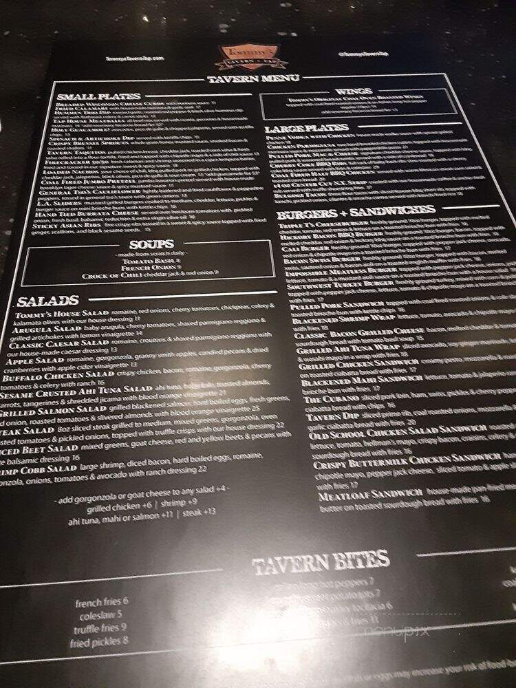 Tommy's Tavern + Tap - Bridgewater Township, NJ menu_pic