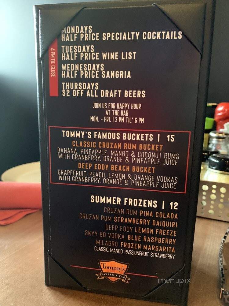 Tommy's Tavern + Tap - Bridgewater Township, NJ menu_pic