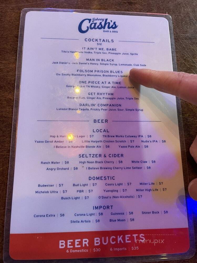 Johnny Cash's Bar & BBQ - Nashville, TN menu_pic