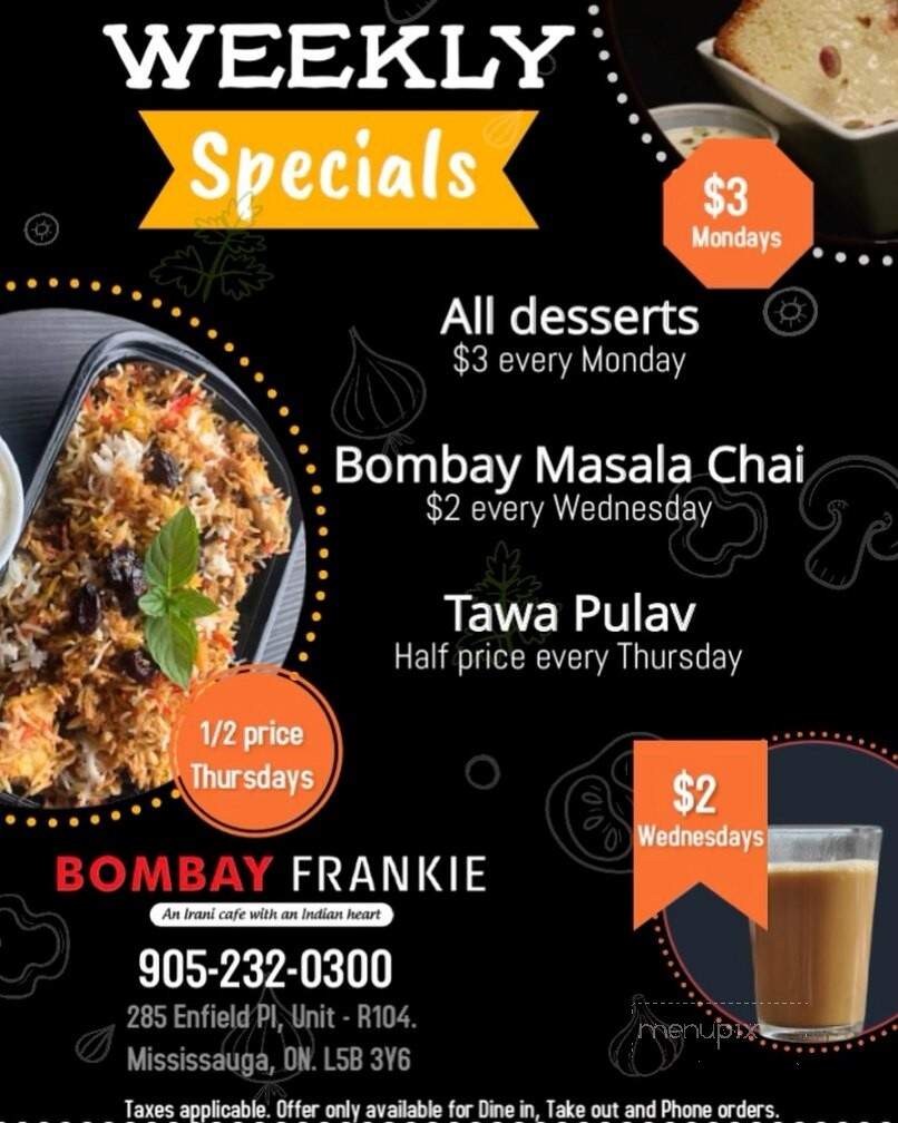 Bombay Frankie - Mississauga, ON menu_pic