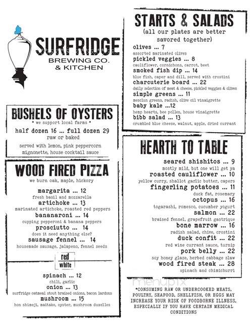 Surfridge Brewing - Centerbrook, CT menu_pic