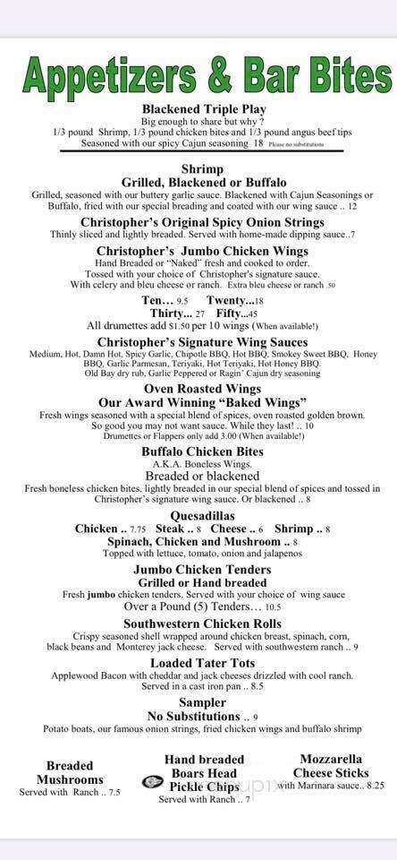 Christopher's Grill & Bar - Lake Wylie, SC menu_pic