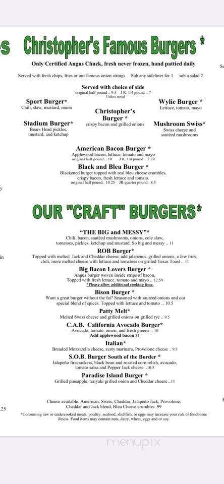 Christopher's Grill & Bar - Lake Wylie, SC menu_pic