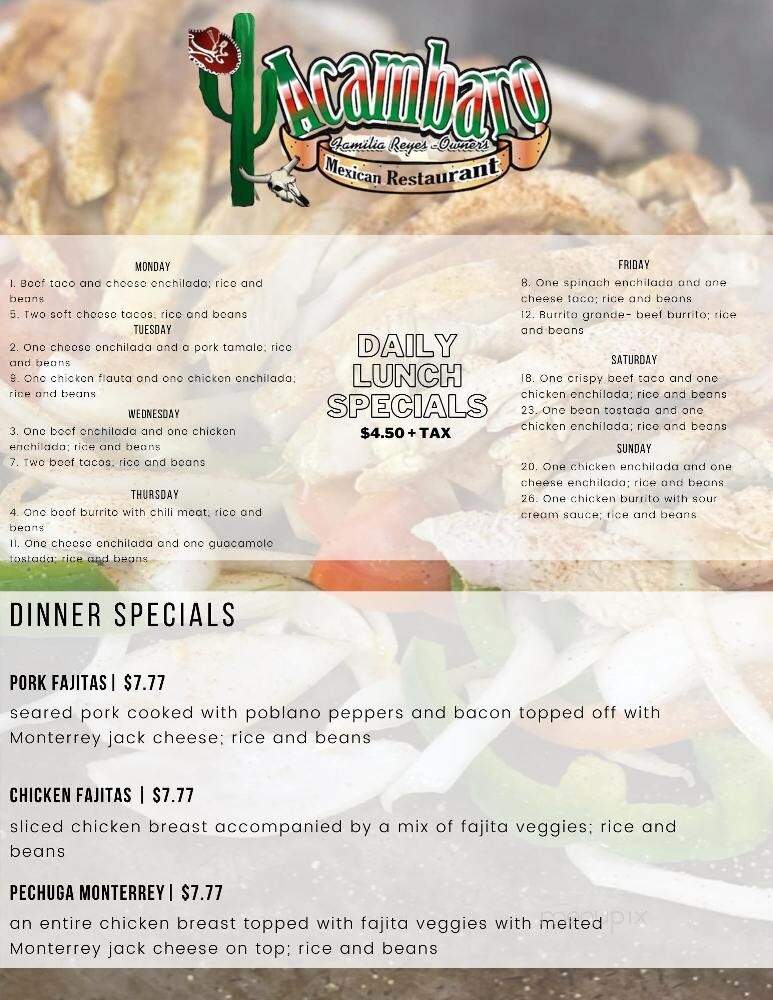 Acambaro Mexican Restaurant - Rogers, AR menu_pic
