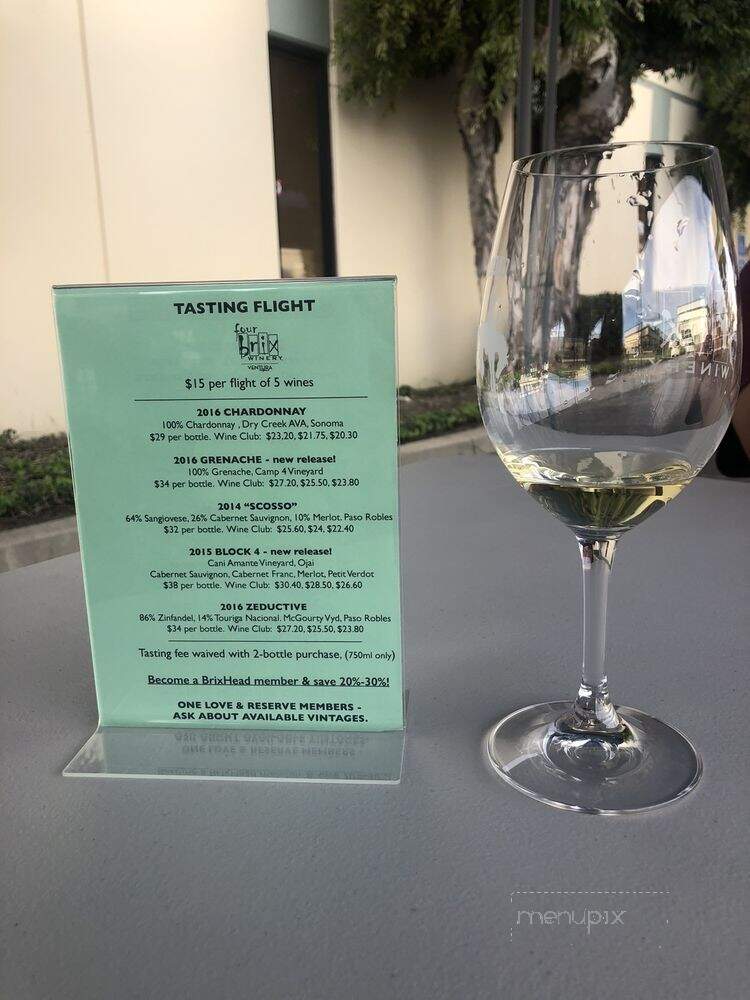 Four Brix Winery & Tasting Room - Ventura, CA menu_pic