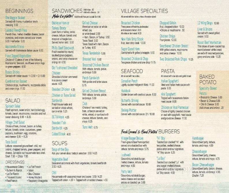 Village Family Restaurant - Upper Sandusky, OH menu_pic