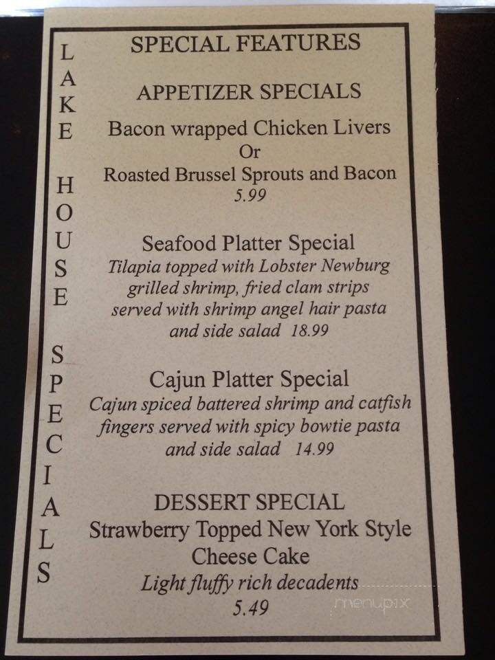 Lake House Restaraunt - Brazil, IN menu_pic