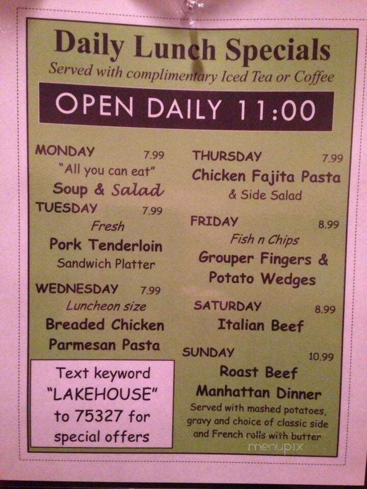 Lake House Restaraunt - Brazil, IN menu_pic