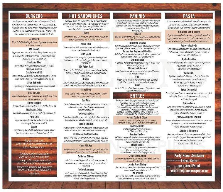 Jameson's Pub - Frankfort, IL menu_pic