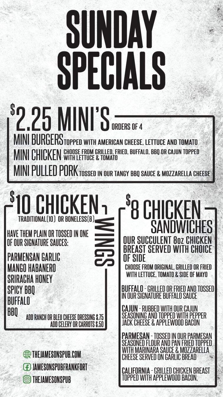 Jameson's Pub - Frankfort, IL menu_pic