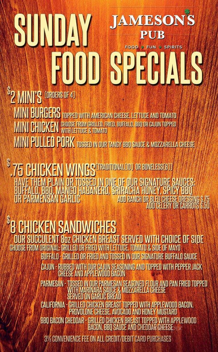 Jameson's Pub - Frankfort, IL menu_pic
