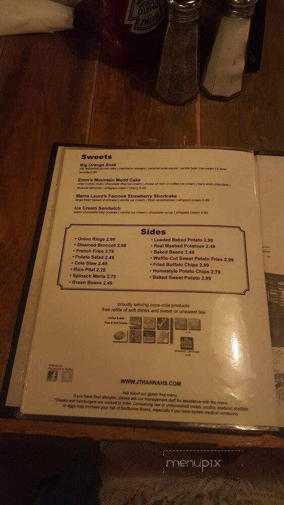 J.T. Hannah's Kitchen - Pigeon Forge, TN menu_pic